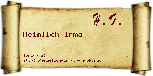 Heimlich Irma névjegykártya
